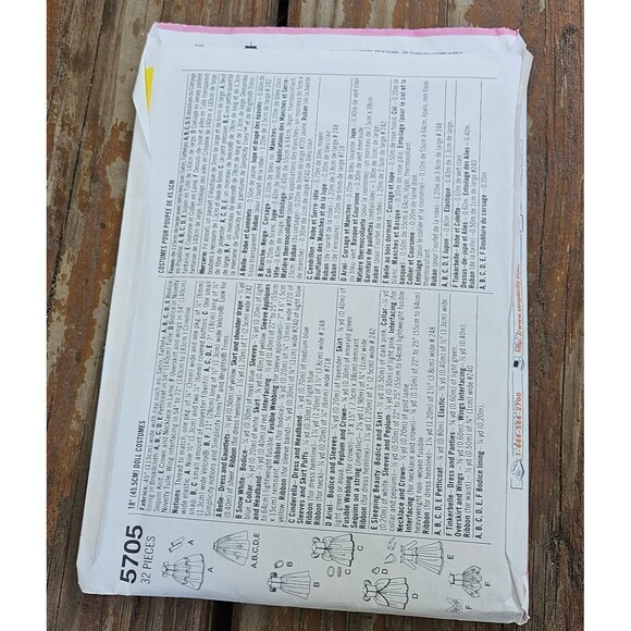 Simplicity 5705 Disney Pattern for 18 inch Doll Clothes - Complete and Uncut - Picture 2 of 3